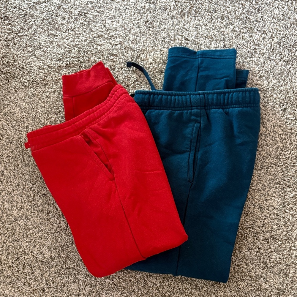 Kids Red and Teal Pull-On Joggers — Soft Everyday Sweatpants